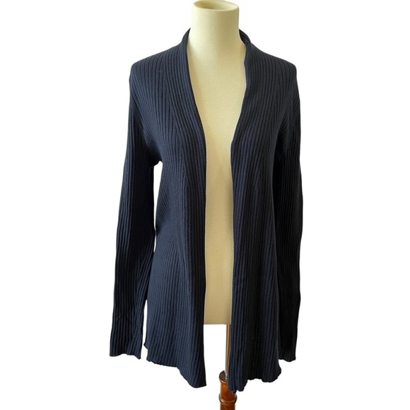 J McLaughlin Addilyn Women's Navy Open-Front Cardigan S navy blue ribbed light - Picture 2 of 12